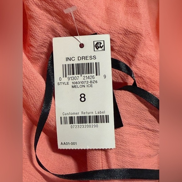 INC Tiered Maxi Dress Size 8 Coral Pink Adjustable Straps NWT Summer - Picture 11 of 12